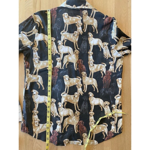 Tizzie Dog Print Long Sleeve Button Down Flannel Cuff Collar Shirt Women's M - Picture 7 of 7